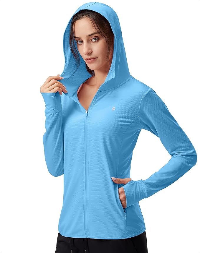 Soothfeel Women's UPF 50+ Sun Protection Hoodie Jacket Lightweight Long Sleeve Sun Shirt for Women with Pocket Hiking Outdoor