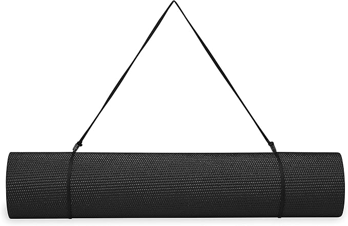 Gaiam Essentials 1/4" Thin (6mm) Yoga & Pilates, Fitness & Exercise Mat with Easy-Cinch Carrier Strap Cusion Support For Fitness and Gym Workouts