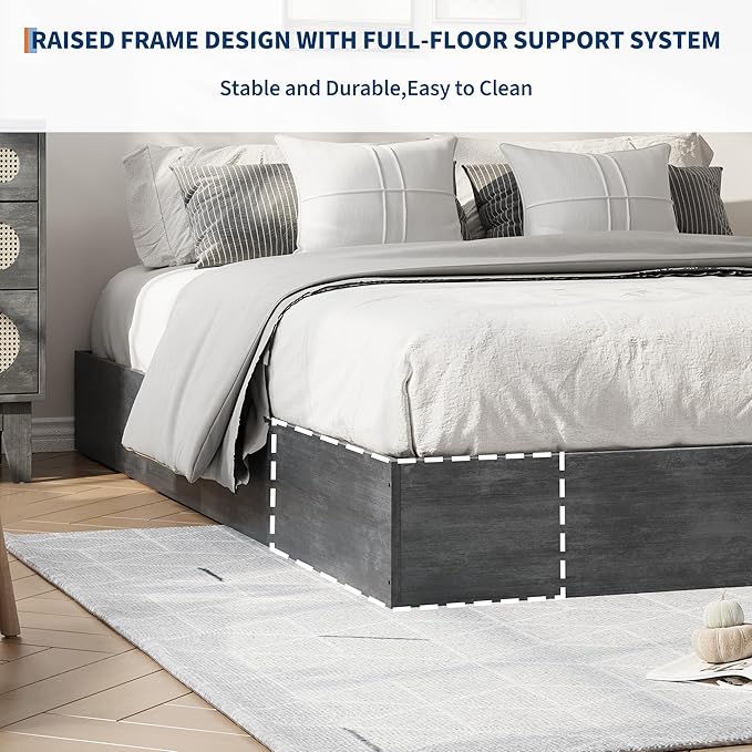 GarveeHome Twin XL Size Wood Platform Bed Frame,Wooden Bed Frame Without Headboard, Wood Slat Support,No Box Spring Needed, Easy Assembly