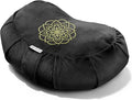 Hihealer Premium Meditation Cushion - Comfortable Floor Pillow for Adult Traditional Crescent Meditation Pillow Yoga Buckwheat Bolster (Black)