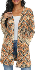 Womens Casual Lightweight with Pocketes Long Sleeve Open Front Cardigan