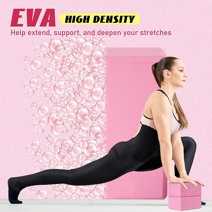 Wettarn 6 Pack Yoga Blocks 9 x 6 x 4 Inch Eva Foam Lightweight Non Slip Yoga Props for Yoga Pilates Stretching Meditation