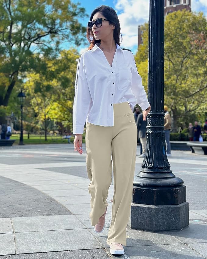 Promover Wide Leg Pants Woman Yoga Pants with Pockets Stretch Loose Casual Lounge Sweatpants Petite/Regular/Tall