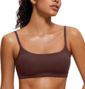 CRZ YOGA Butterluxe Adjustable Spaghetti Strap Sports Bras for Women - Scoop Neck Wireless Padded Yoga Workout Crop Top