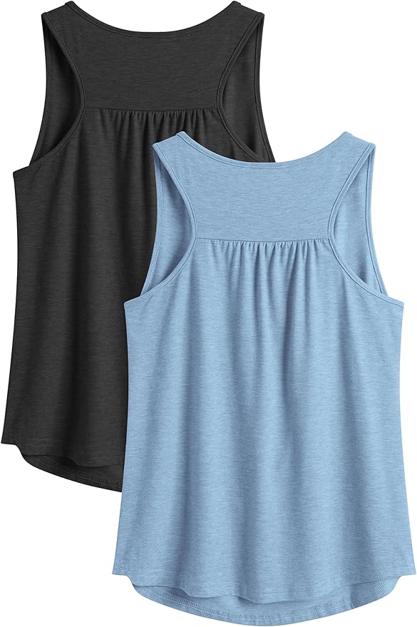 PINSPARK Workout Tops for Women Racerback Tank Tops Sleeveless Athletic Running Shirts Lightweight Yoga Gym Tank,2 Pack S-3XL