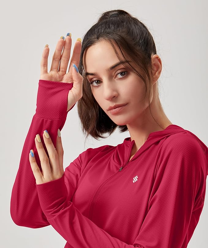 Soothfeel Women's UPF 50+ Sun Protection Hoodie Jacket Lightweight Long Sleeve Sun Shirt for Women with Pocket Hiking Outdoor