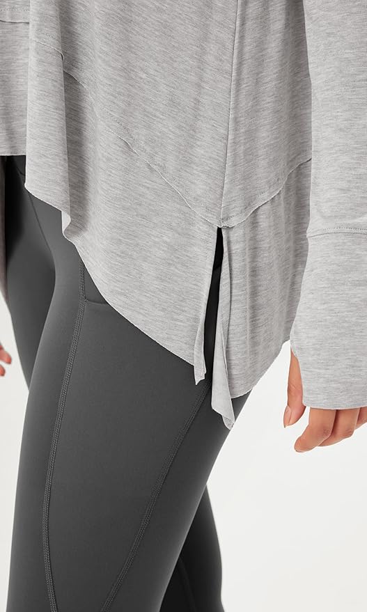 ODODOS Women's Modal Soft Long Sleeve Tee with Thumb Hole Athletic Gym Workout Tops Yoga Shirts