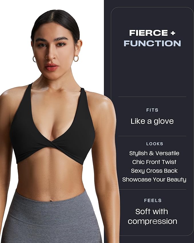 Aoxjox Women's Workout Sports Bras Fitness Metamorph Sienna Twist Bra Yoga Crop Tank