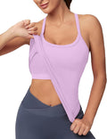 MathCat Workout Tank Tops for Women with Built in Bra, Sleeveless Gym Tops Seamless Racerback Athletic Yoga Shirts