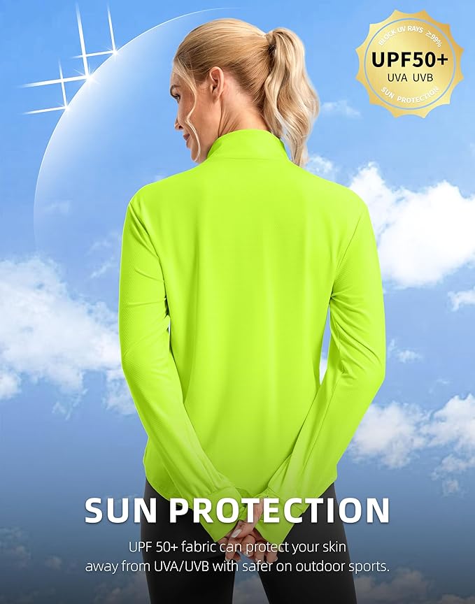 Soothfeel Women's UPF 50+ Lightweight Athletic Jackets Sun Protection Zip Up Long Sleeve Shirts Hiking Workout Outdoor Pocket