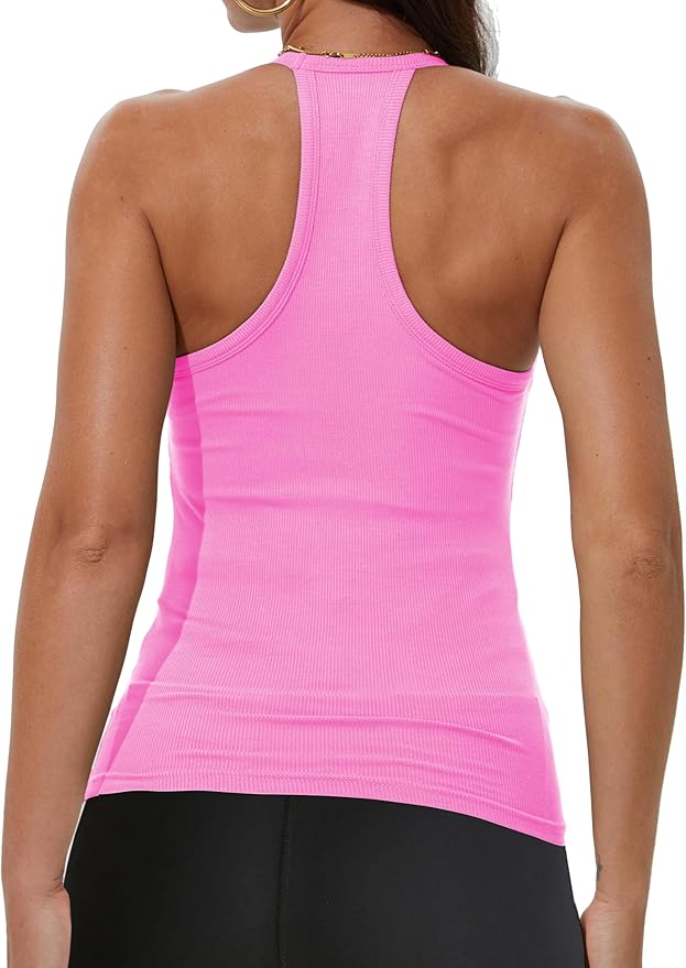 iGENJUN Workout Tops for Women Racerback Basic Tank Summer 2026 Camisole V Neck Slim Fit Ribbed Sleeveless