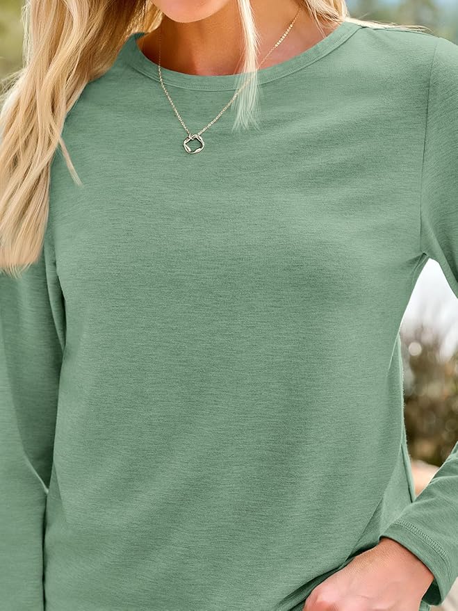 AUTOMET Women‘s Basic Long Sleeve Crewneck, Plus Size Winter & Spring Top, Casual Fall Tee for Teacher & Everyday Outfits