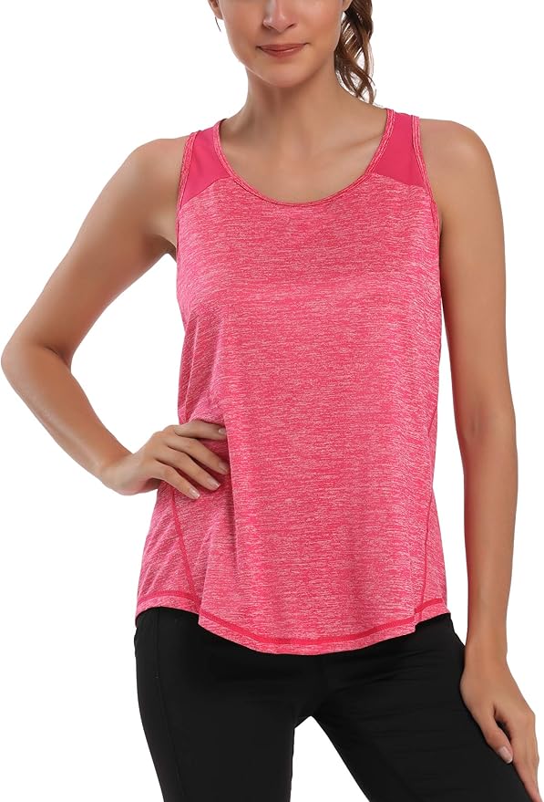 Aeuui Womens Workout Tops for Women Racerback Tank Tops Mesh Yoga Shirts Athletic Running Tank Tops Sleeveless Gym Clothes