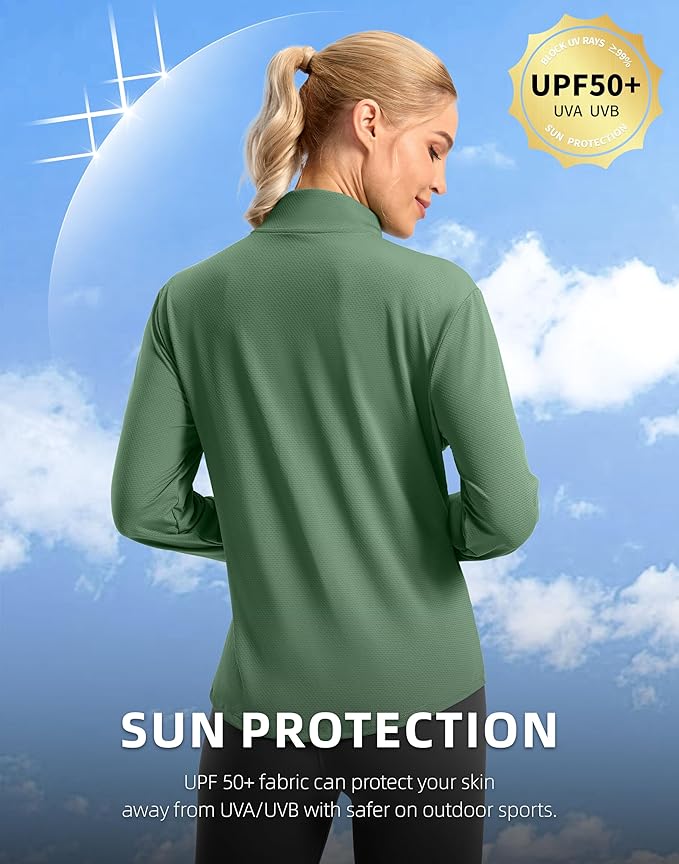 Soothfeel Women's UPF 50+ Lightweight Athletic Jackets Sun Protection Zip Up Long Sleeve Shirts Hiking Workout Outdoor Pocket