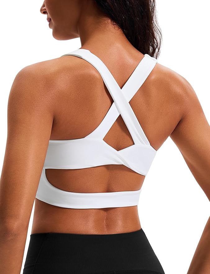 Sports Bras for Women Criss-Cross Back Padded Workout Tank Tops Medium Support Crop Tops for Women