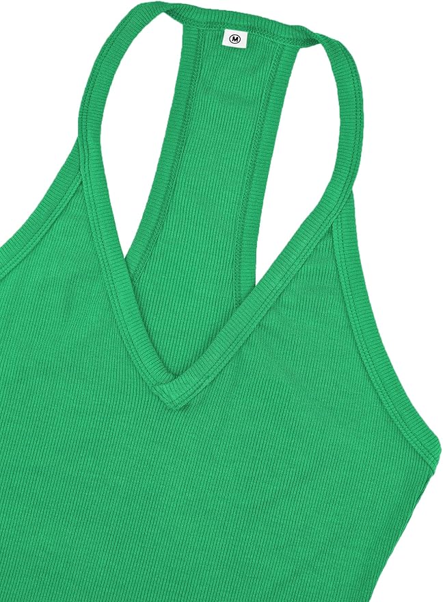 iGENJUN Workout Tops for Women Racerback Basic Tank Summer 2026 Camisole V Neck Slim Fit Ribbed Sleeveless