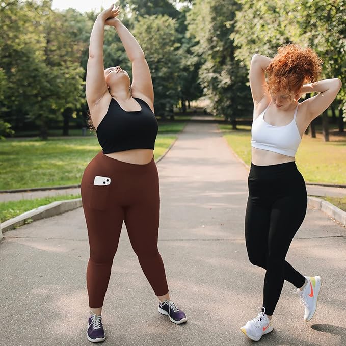 Plus Size Leggings for Women with Pockets-Stretchy XL-5XL Yoga Pants Tummy Control High Waist Workout Leggings