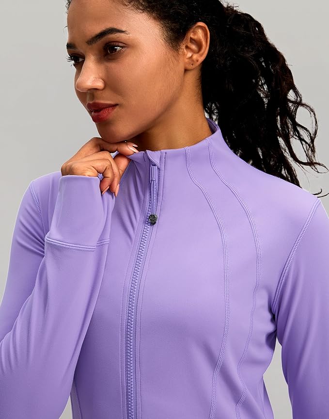Women's Workout Jackets with 4 Pockets Zip Up Slim Fit Soft Fall Jacket for Yoga Running Athletic