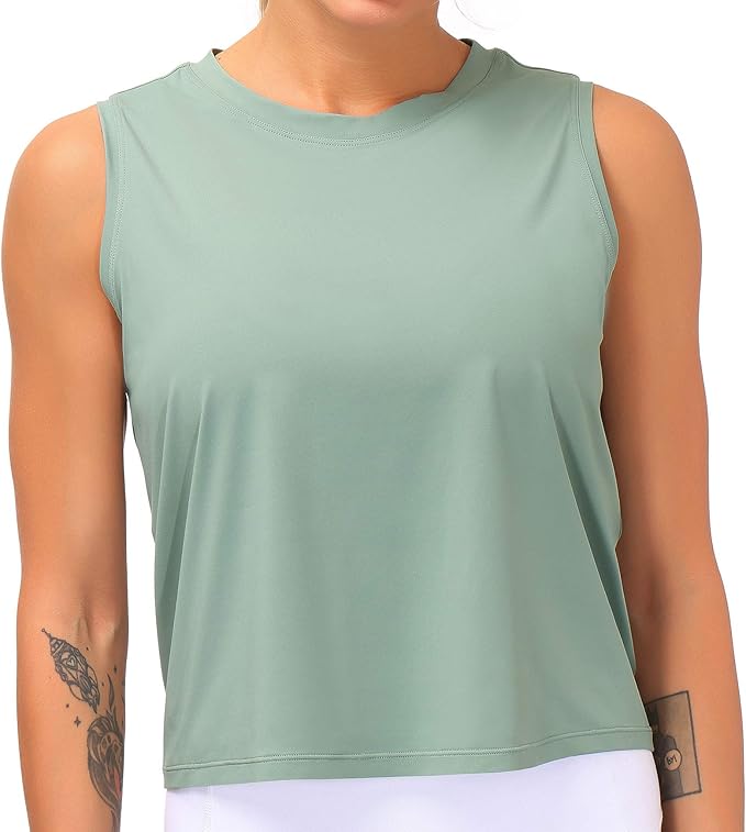Dragon Fit Womens Ice Silk Workout Tank Tops Sleeveless Cropped Yoga Shirt for Running Gym Summer