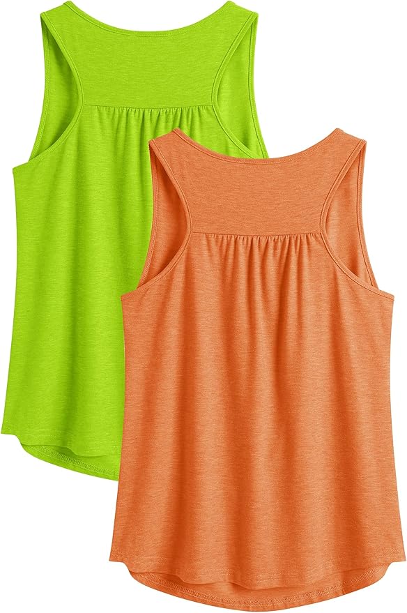 PINSPARK Workout Tops for Women Racerback Tank Tops Sleeveless Athletic Running Shirts Lightweight Yoga Gym Tank,2 Pack S-3XL
