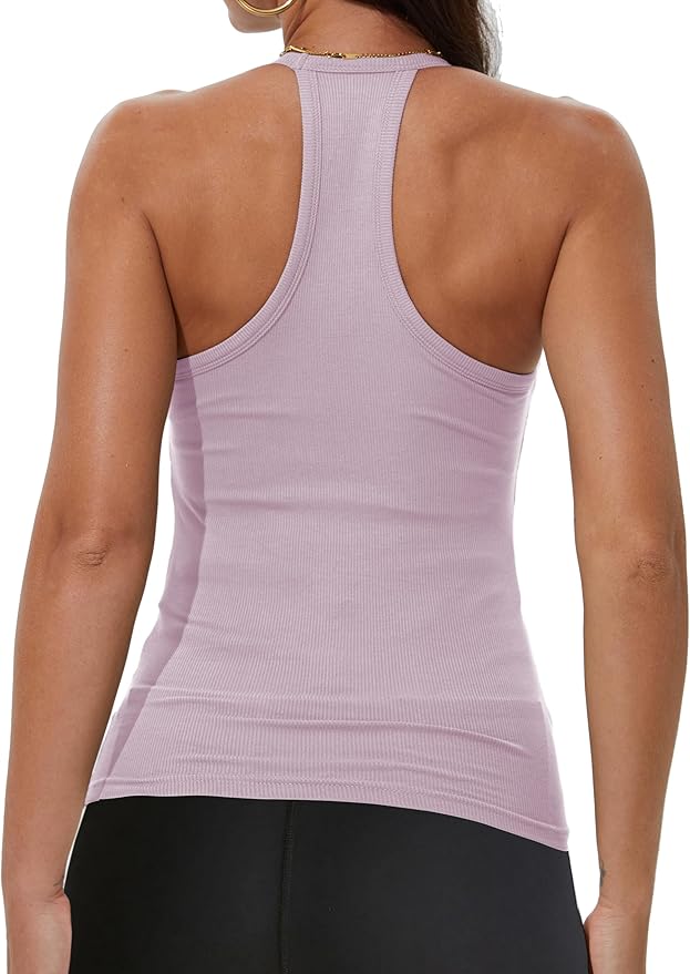 iGENJUN Workout Tops for Women Racerback Basic Tank Summer 2026 Camisole V Neck Slim Fit Ribbed Sleeveless