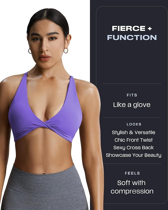 Aoxjox Women's Workout Sports Bras Fitness Metamorph Sienna Twist Bra Yoga Crop Tank