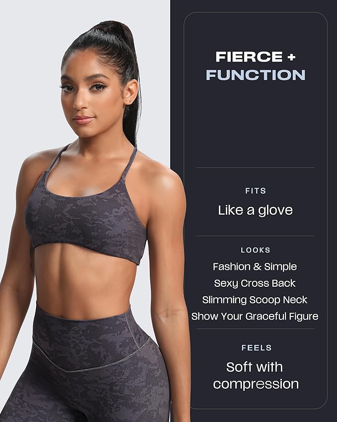 Aoxjox Women's Workout Sports Bras Fitness Trinity Ivy Low Impact Bra Yoga Crop Tank