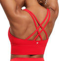 CRZ YOGA Naked Feeling Strappy Longline Sports Bras for Women - Medium Impact Criss Cross Yoga Padded Workout Crop Top