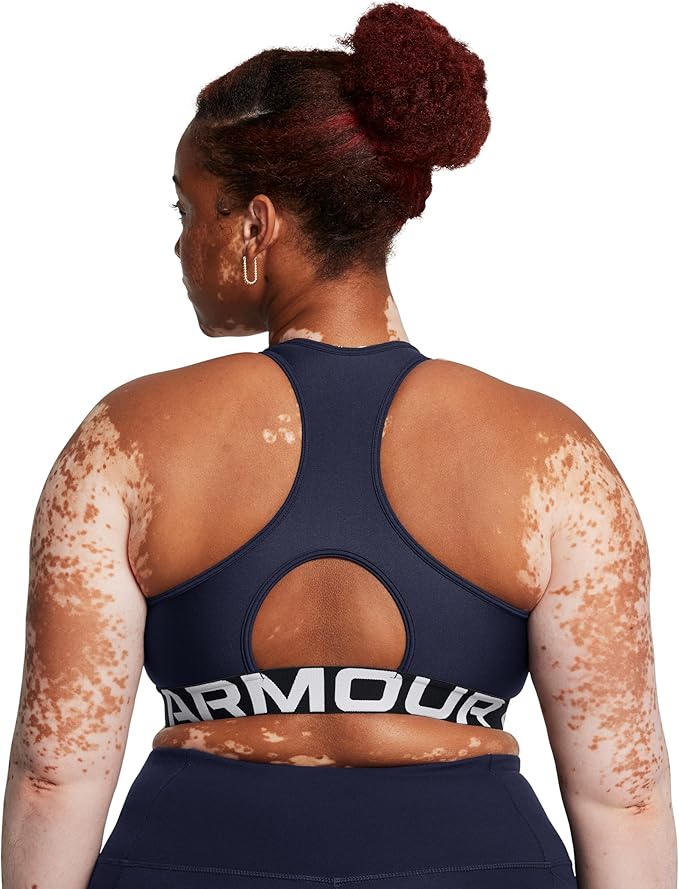 Under Armour Womens HeatGear Authentics Mid Impact Branded Sports Bra