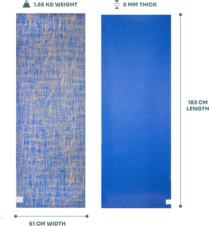 Myga Jute Yoga Mat, High Performance Vegan Floor Exercise Mat, Eco Friendly Biodegradable Yoga Mat with PVC Backing,72" x 24", 0.2" Thickness