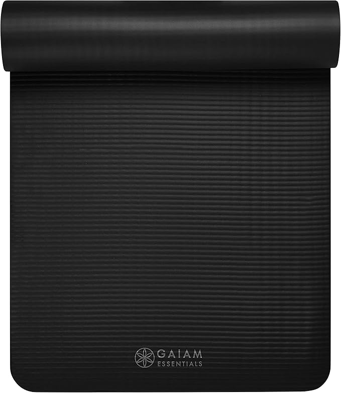 Gaiam Yoga Mat, Pilates & Exercise Mat, Thick 2/5" (10mm) Workout Mat with Easy-Cinch Carrying Strap for Home & Gym Workouts