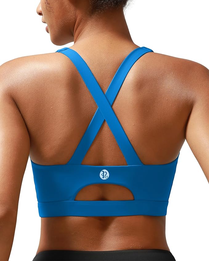 RUNNING GIRL Sports Bra for Women High Support,Molded Cup Strappy Running Sports Bras with Sewn in Pads