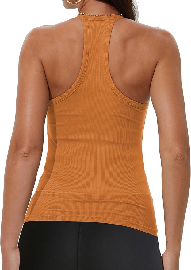 iGENJUN Workout Tops for Women Racerback Basic Tank Summer 2026 Camisole V Neck Slim Fit Ribbed Sleeveless