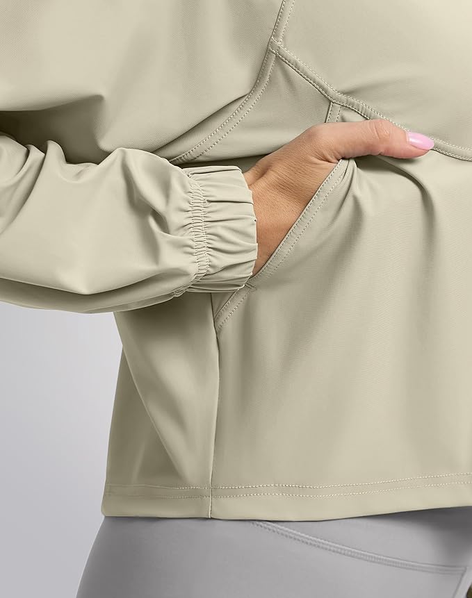 Soothfeel Women's Athletic workout Jacket Lightweight UPF 50+ Long Sleeve Sun Protection Shirts Zip Up Cropped Hiking Tops