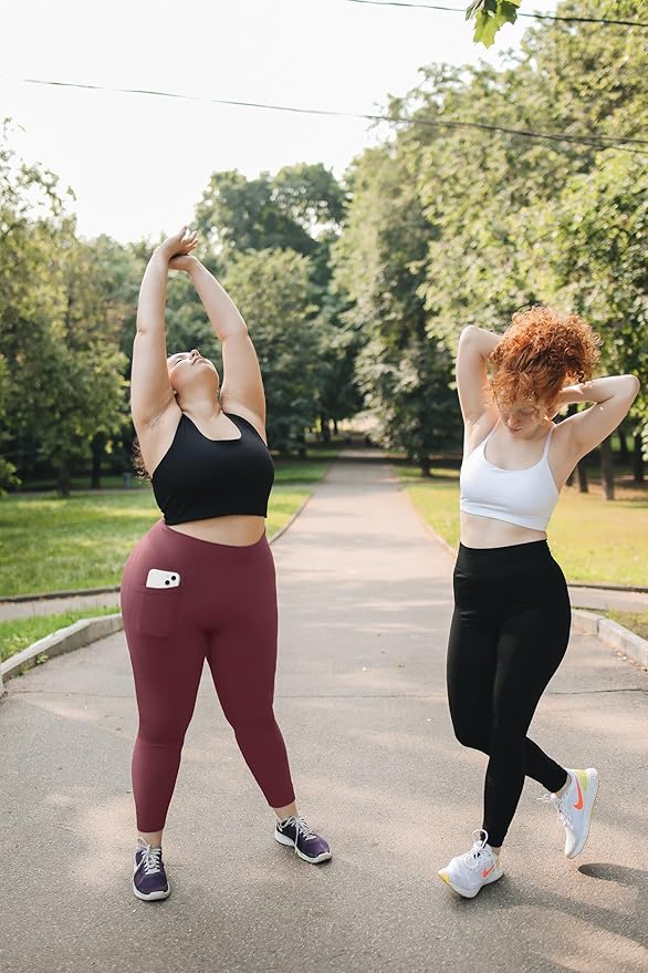 Plus Size Leggings for Women with Pockets-Stretchy XL-5XL Yoga Pants Tummy Control High Waist Workout Leggings