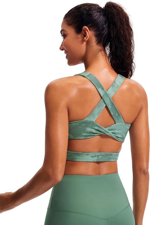 Sports Bras for Women Criss-Cross Back Padded Workout Tank Tops Medium Support Crop Tops for Women