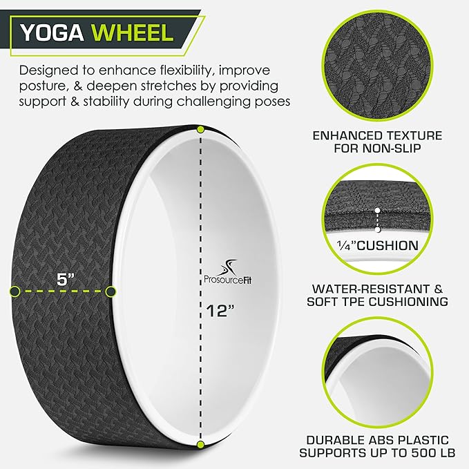 ProsourceFit Yoga Wheel Prop 12” for Improving Yoga Poses, Backbends, Flexibility, Balance, Stretching, Relaxation