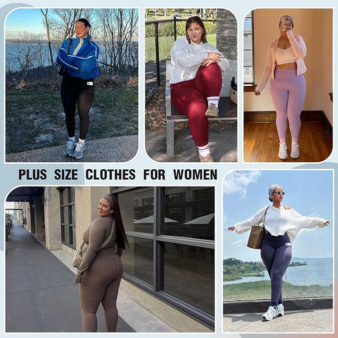 Plus Size Leggings for Women with Pockets-Stretchy XL-5XL Yoga Pants Tummy Control High Waist Workout Leggings