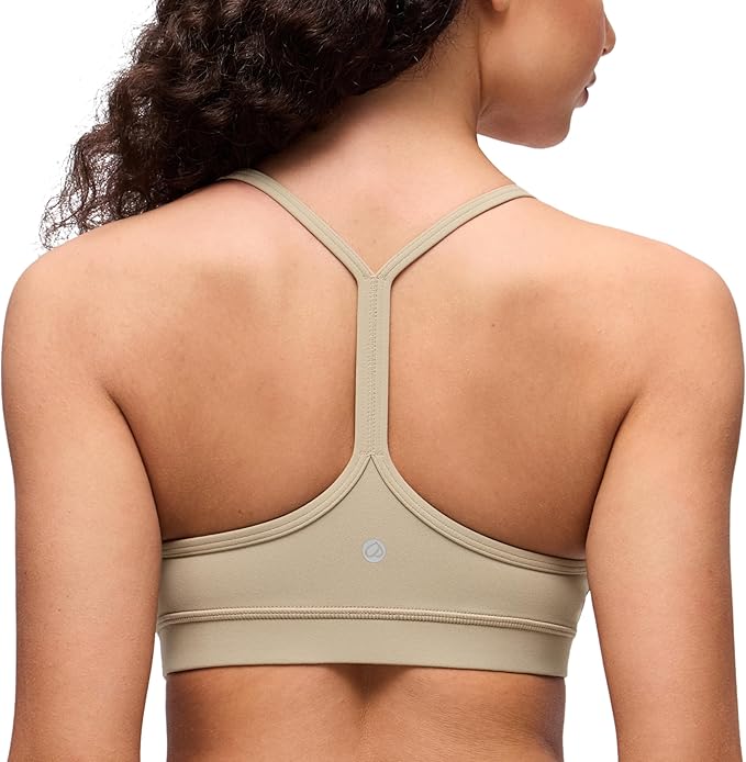 CRZ YOGA Butterluxe Y Back Sports Bras for Women - Padded Racerback Low Impact Spaghetti Thin Strap Workout Yoga Top