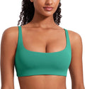 CRZ YOGA Butterluxe Square Neck Spaghetti Strap Sports Bras for Women - Low Coverage Yoga Wireless Padded Cami Crop Top