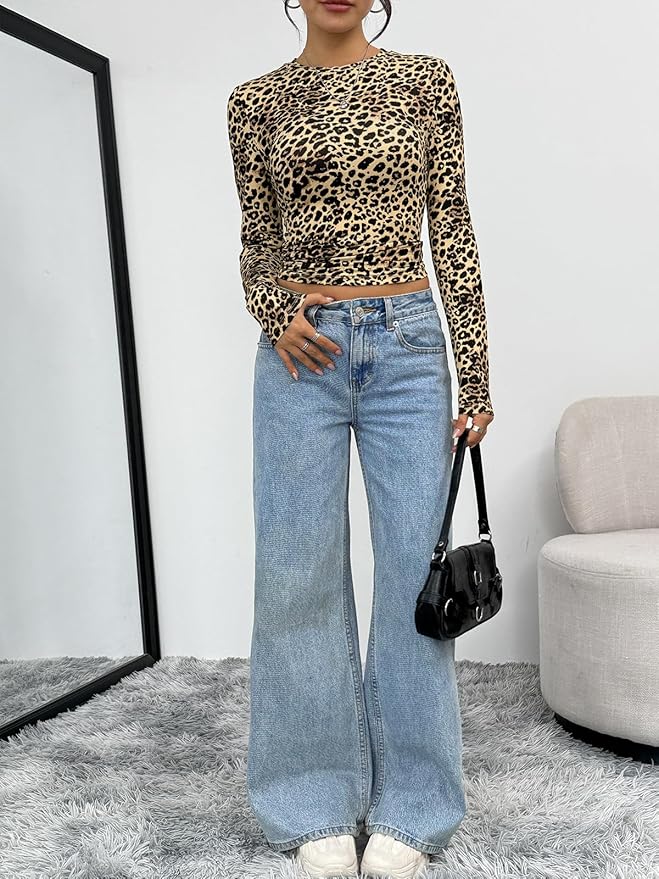 Trendy Queen Womens Long Sleeve T Shirts Fall Fashion 2026 Basic Crop Tops Going Out Outfits Y2k Clothes