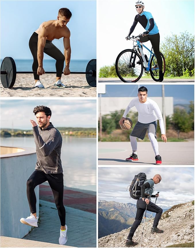 Runhit Men’s Compression Pants Running Tights Workout Leggings Athletic Base Layer Pants for Sports Yoga Basketball