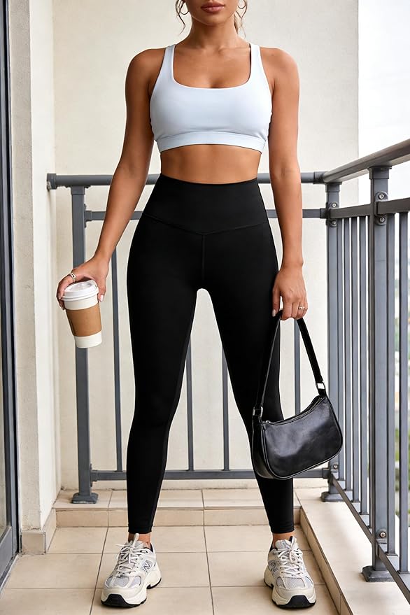 Workout Sets for Women 2 Piece Seamless High-Waisted Leggings & Cross Back Padded Sports Bra for Yoga Pilates