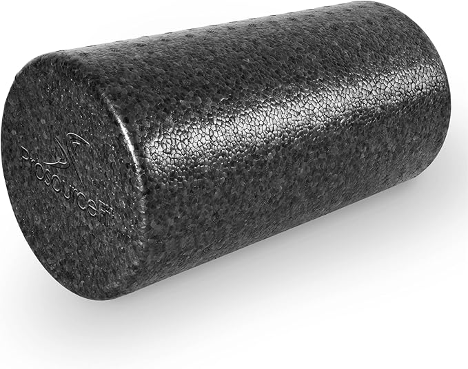 ProsourceFit High Density Foam Rollers 12 - inches long, Firm Full Body Athletic Massage Tool for Back Stretching, Yoga, Pilates, Post Workout Muscle Recuperation, Black