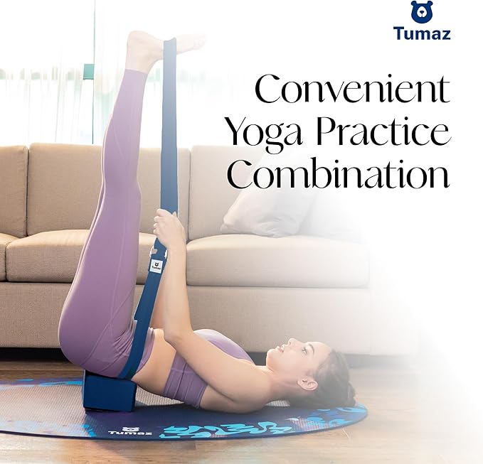 Tumaz Non-Slip Yoga Blocks 2-Pack - High Density/Lightweight EVA Foam & Natural Cork for Stability, Premium Set with E-Book Included