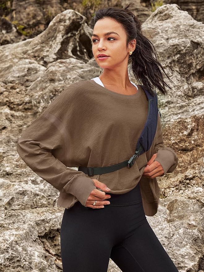 Panadila Womens Open Back Workout Top Long Sleeve Athletic Shirts Casual Crop Running Tee Y2k Yoga