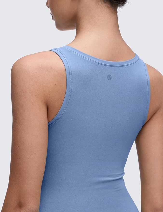 CRZ YOGA Softembrace Scoop Neck Tank Tops for Women - Casual Going Out Soft Double Lined Crop Basic Sleeveless Shirts