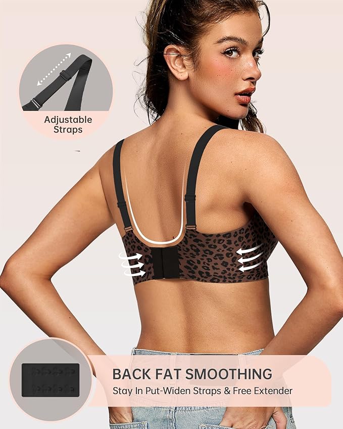 OEAK Womens Deep V Bras Wireless Comfortable Bra Supportive No Underwire Bras Tshirt Push Up Bralettes Plunge Seamless Bra