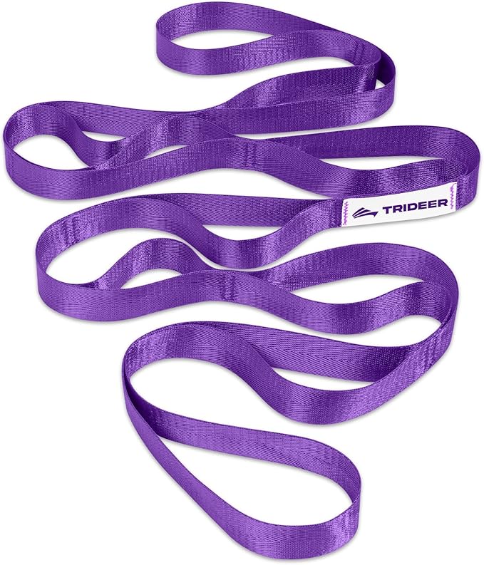 Trideer Stretching Strap for Physical Therapy & Home Rehab, Non-Elastic Yoga Strap for Stretching with Loops for Hamstring, Calf & Back Stretcher Mobility, Hip & Pilates
