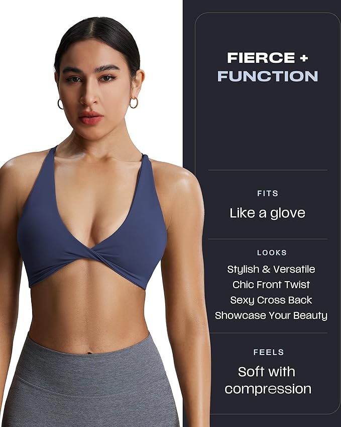 Aoxjox Women's Workout Sports Bras Fitness Metamorph Sienna Twist Bra Yoga Crop Tank